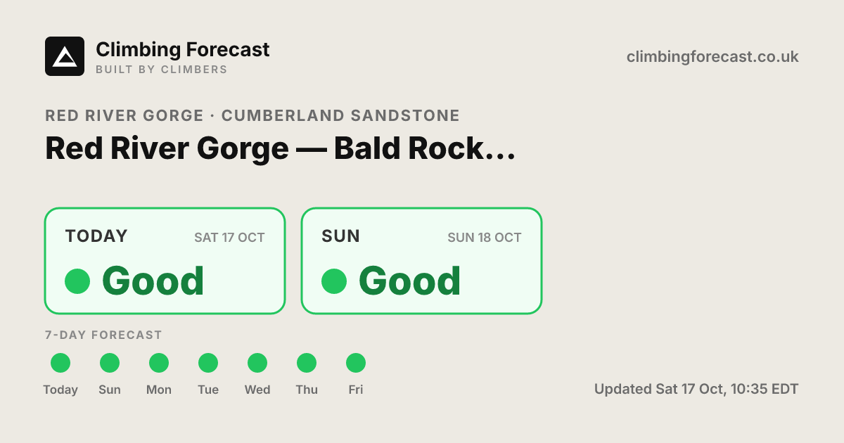 Red River Gorge — Bald Rock Recreational Preserve weather & climbing ...