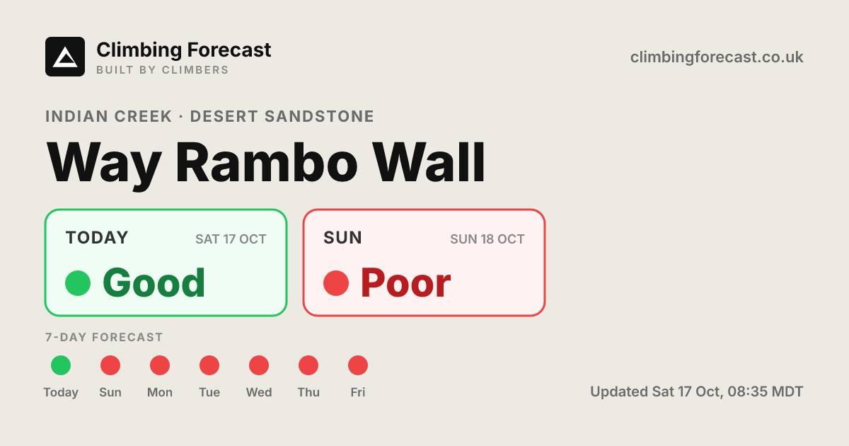 Way Rambo Wall weather & climbing conditions — 7-day forecast