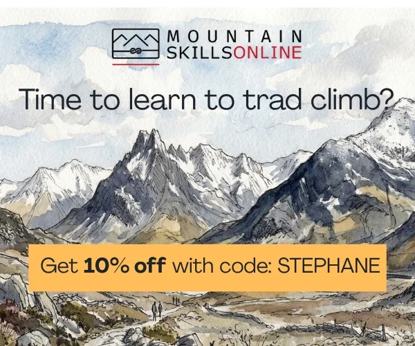 Mountain Skills Online — time to learn to trad climb? Get 10% off with code STEPHANE